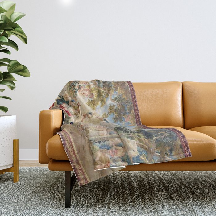 Antique Brussels Tapestry 18th Century The Wedding of Psyche  Throw Blanket Gallery Image 1