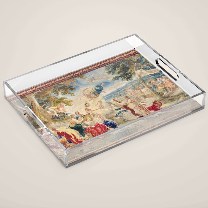 Antique Brussels Tapestry 18th Century The Wedding of Psyche  Acrylic Tray Gallery Image 1