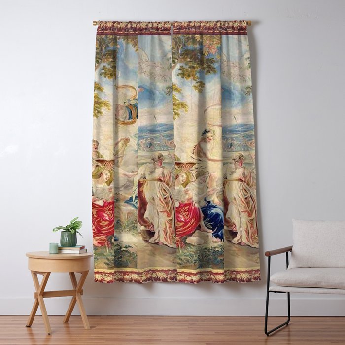 Antique Brussels Tapestry 18th Century The Wedding of Psyche  Window Curtain Gallery Image 5