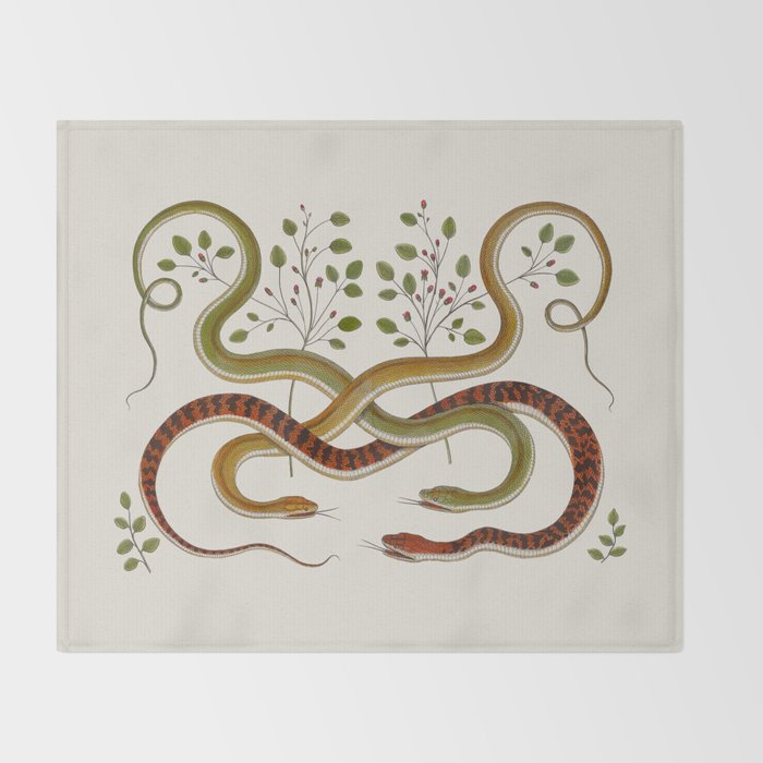 Snakes by Albertus Seba Throw Blanket Gallery Image 2