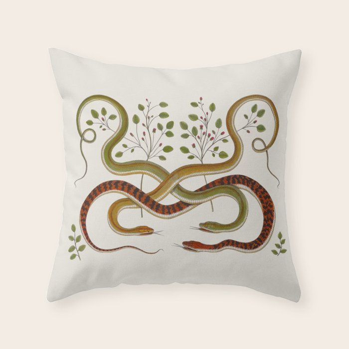 Snakes by Albertus Seba Throw Pillow Gallery Image 1