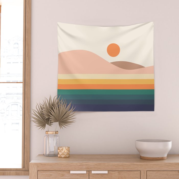 Retro Landscape 06B Wall Tapestry Gallery Image 2