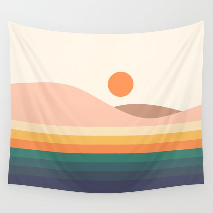 Retro Landscape 06B Wall Tapestry Gallery Image 4