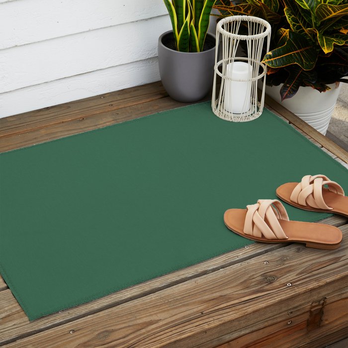 Green Solid Modern Retro Color Outdoor Rug Gallery Image 2