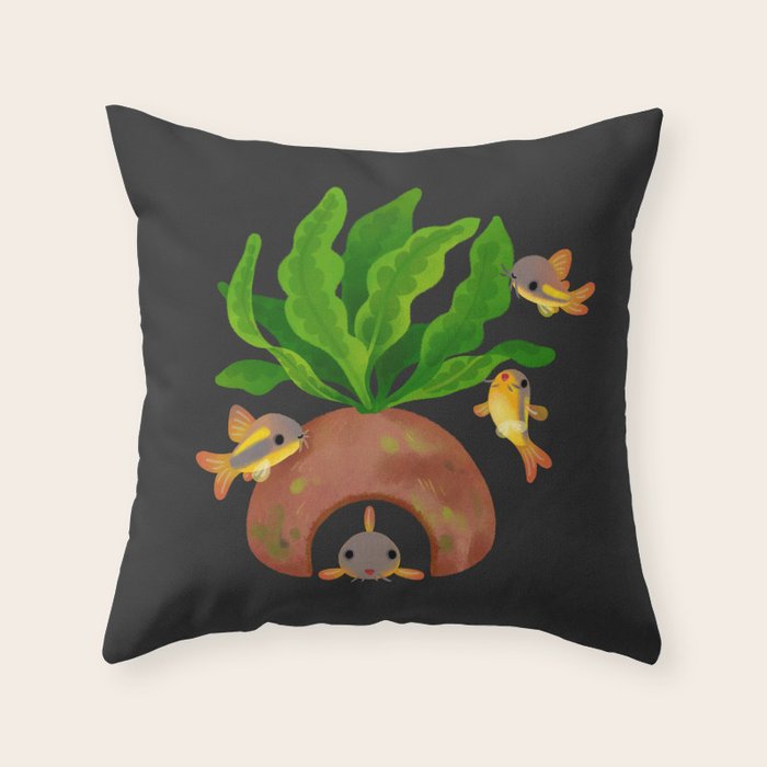 Freshwater fish and plants 1 Throw Pillow Gallery Image 6