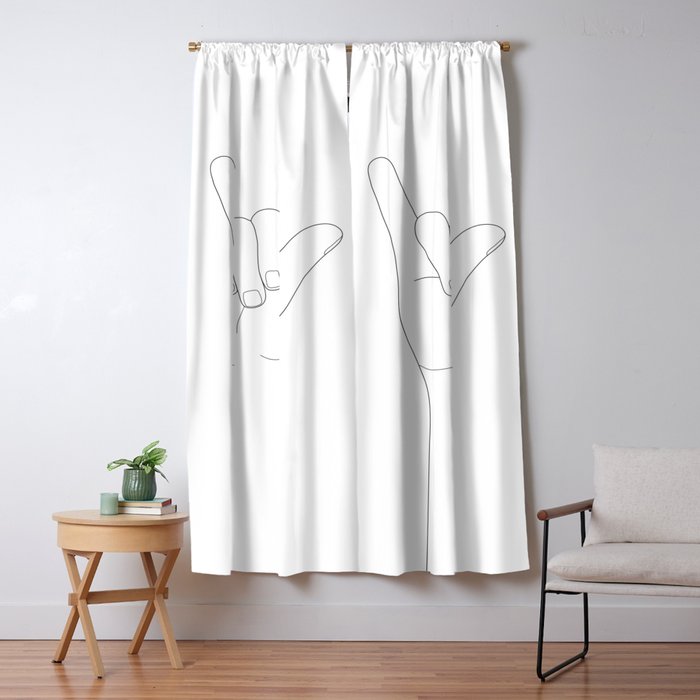 Minimal Line Art Shaka Hand Gesture Window Curtain Gallery Image 5