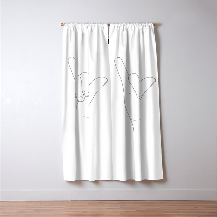 Minimal Line Art Shaka Hand Gesture Window Curtain Gallery Image 3
