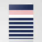 Cheerful Striped Pattern in Navy Blue, Pink, and White Stationery Card Gallery Image 2