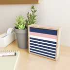 Cheerful Striped Pattern in Navy Blue, Pink, and White Mini Art Print Gallery Image 2