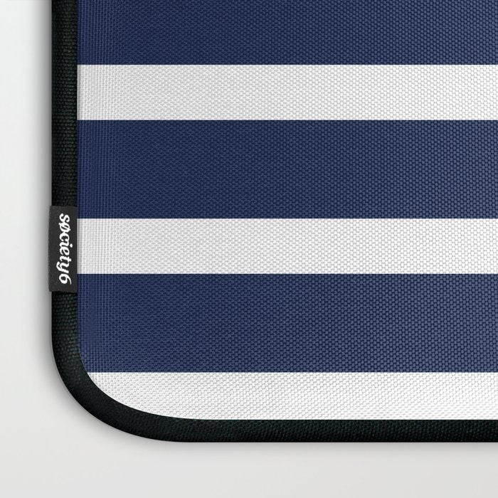Cheerful Striped Pattern in Navy Blue, Pink, and White Laptop Sleeve Gallery Image 3