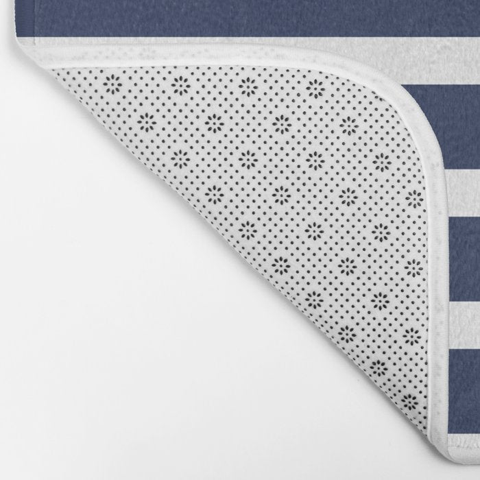 Cheerful Striped Pattern in Navy Blue, Pink, and White Bath Mat Gallery Image 2