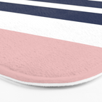 Cheerful Striped Pattern in Navy Blue, Pink, and White Bath Mat Gallery Image 3