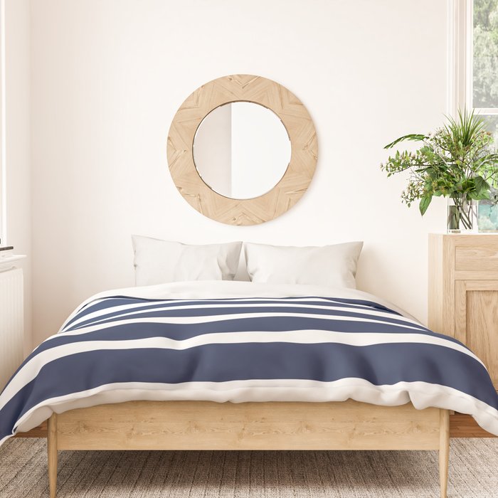 Cheerful Striped Pattern in Navy Blue, Pink, and White Duvet Cover Gallery Image 3