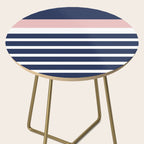 Cheerful Striped Pattern in Navy Blue, Pink, and White Side Table Gallery Image 2