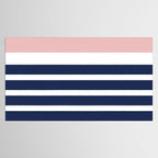 Cheerful Striped Pattern in Navy Blue, Pink, and White Tablecloth Gallery Image 2