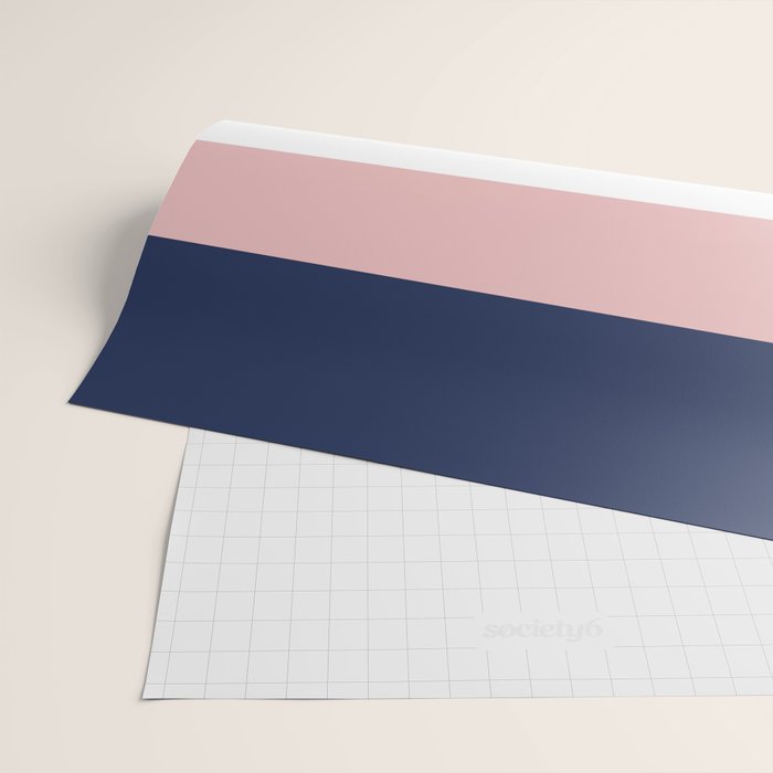 Cheerful Striped Pattern in Navy Blue, Pink, and White Wrapping Paper Gallery Image 2