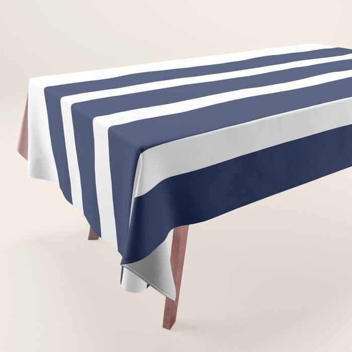 Cheerful Striped Pattern in Navy Blue, Pink, and White Tablecloth Gallery Image 1