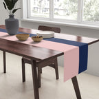 Cheerful Striped Pattern in Navy Blue, Pink, and White Table Runner Gallery Image 2