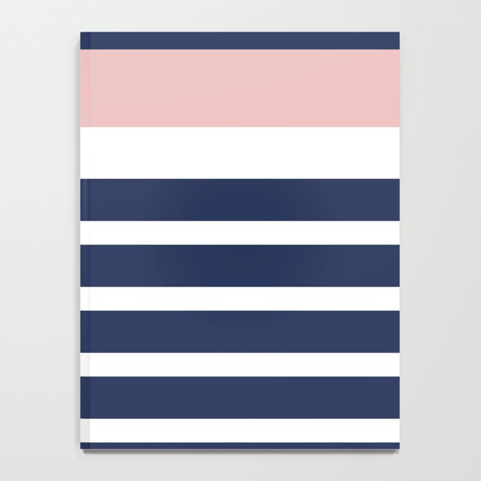 Cheerful Striped Pattern in Navy Blue, Pink, and White Notebook Gallery Image 4