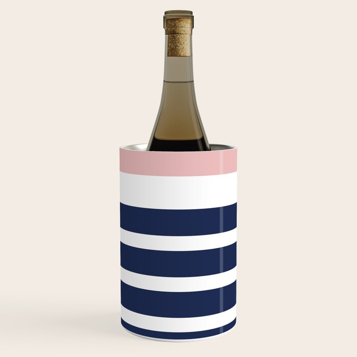 Cheerful Striped Pattern in Navy Blue, Pink, and White Wine Chiller Gallery Image 1