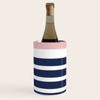 Cheerful Striped Pattern in Navy Blue, Pink, and White Wine Chiller Gallery Image 1