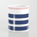 Cheerful Striped Pattern in Navy Blue, Pink, and White Coffee Mug Gallery Image 4