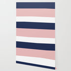 Cheerful Striped Pattern in Navy Blue, Pink, and White Wallpaper Gallery Image 2