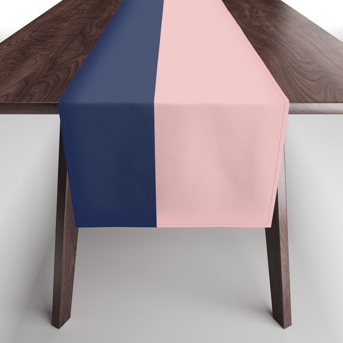 Cheerful Striped Pattern in Navy Blue, Pink, and White Table Runner Gallery Image 1