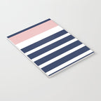 Cheerful Striped Pattern in Navy Blue, Pink, and White Notebook Gallery Image 3