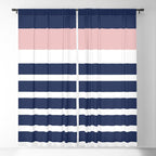 Cheerful Striped Pattern in Navy Blue, Pink, and White Window Curtain Gallery Image 5