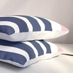 Cheerful Striped Pattern in Navy Blue, Pink, and White Pillow Sham Gallery Image 3