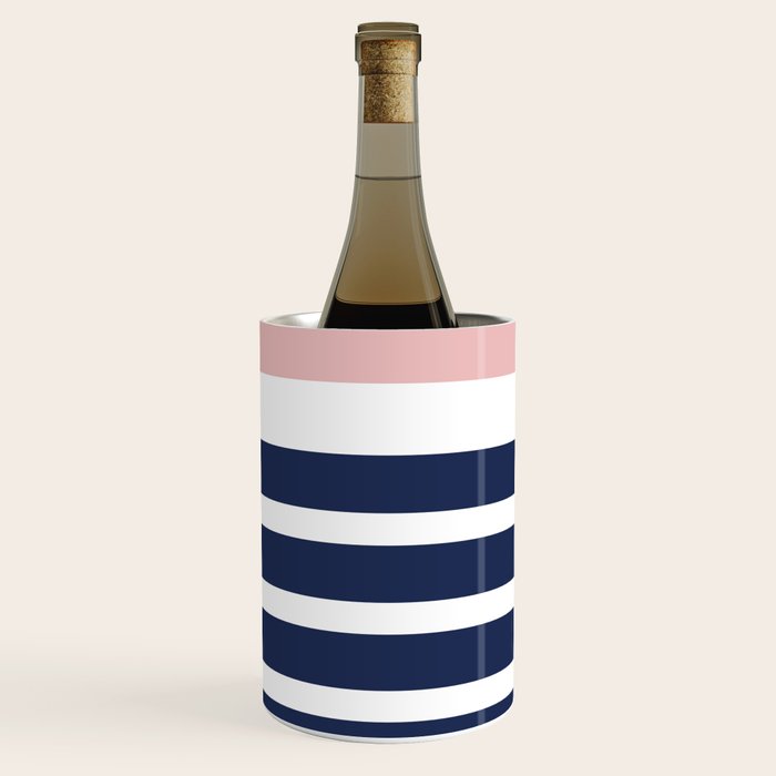 Cheerful Striped Pattern in Navy Blue, Pink, and White Wine Chiller Gallery Image 3