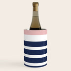 Cheerful Striped Pattern in Navy Blue, Pink, and White Wine Chiller Gallery Image 3