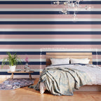 Cheerful Striped Pattern in Navy Blue, Pink, and White Wallpaper Gallery Image 3