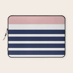 Cheerful Striped Pattern in Navy Blue, Pink, and White Laptop Sleeve Gallery Image 1