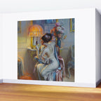 The looking glass colorful female portrait still life painting by Delphin Enjolras  Wall Mural Gallery Image 2