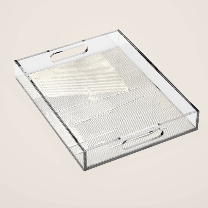 Relief [1]: an abstract, textured piece in white by Alyssa Hamilton Art Acrylic Tray Gallery Image 1