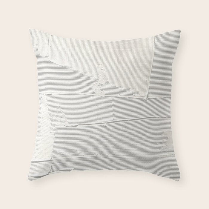 Relief [1]: an abstract, textured piece in white by Alyssa Hamilton Art Throw Pillow Gallery Image 6