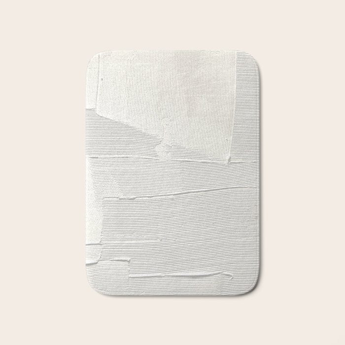 Relief [1]: an abstract, textured piece in white by Alyssa Hamilton Art Bath Mat Gallery Image 1