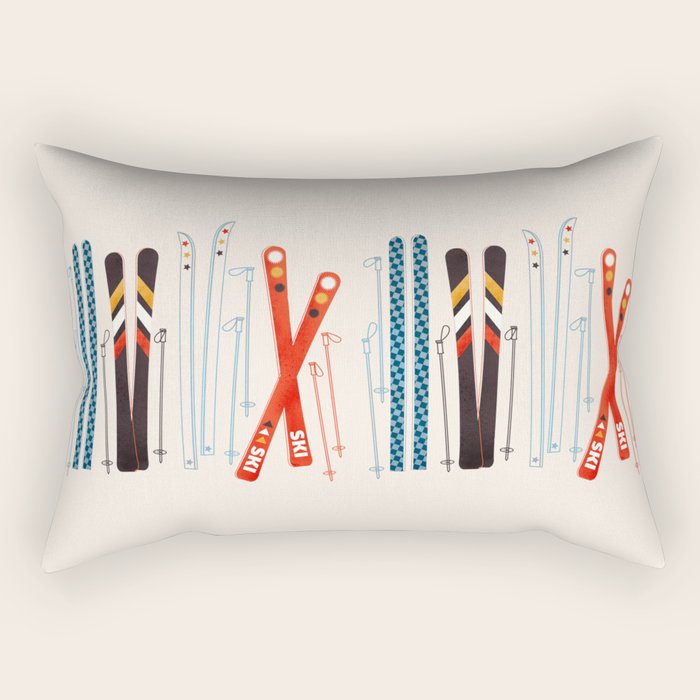 Retro Ski Illustration Rectangular Pillow Gallery Image 2