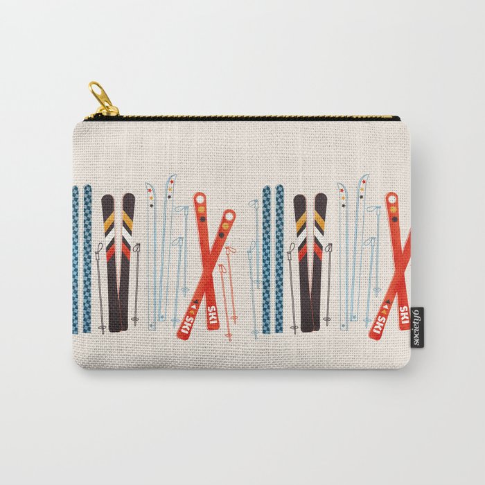Retro Ski Illustration Carry All Pouch Gallery Image 1