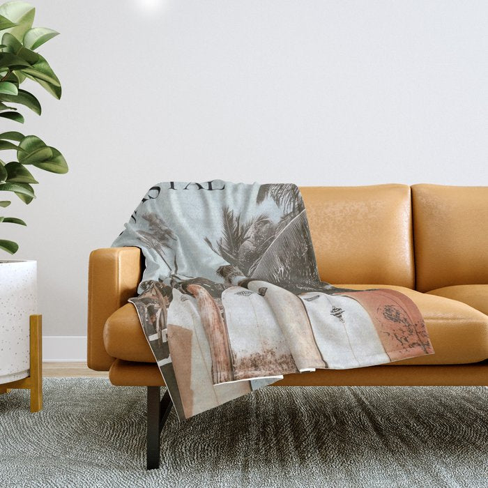 Retro Surfboard California Throw Blanket Gallery Image 1