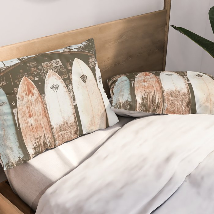 Retro Surfboard California Pillow Sham Gallery Image 2