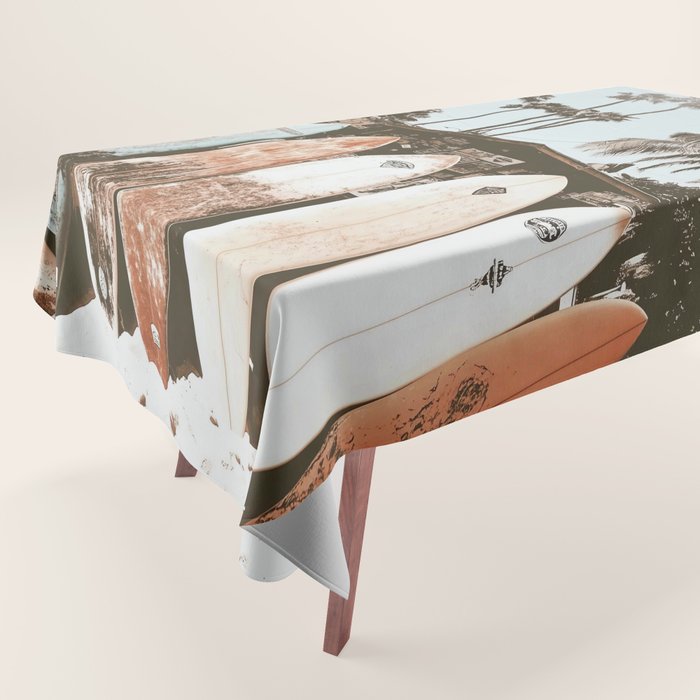 Retro Surfboard California Tablecloth Gallery Image 1