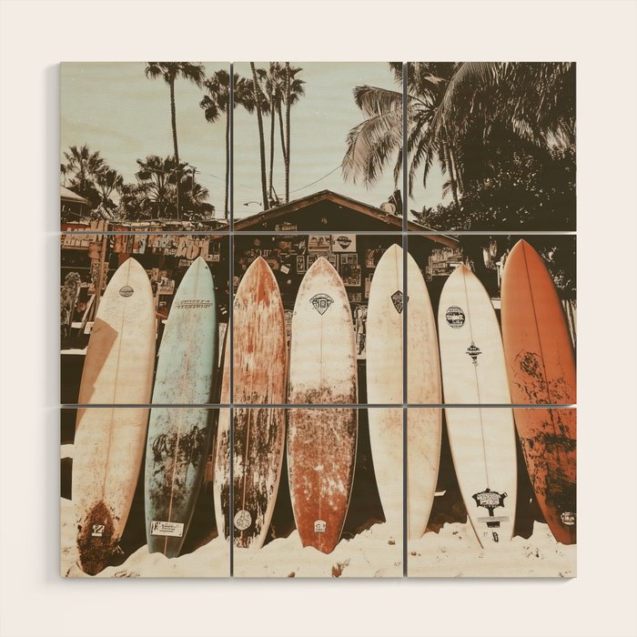 Retro Surfboard California Wood Wall Art Gallery Image 1
