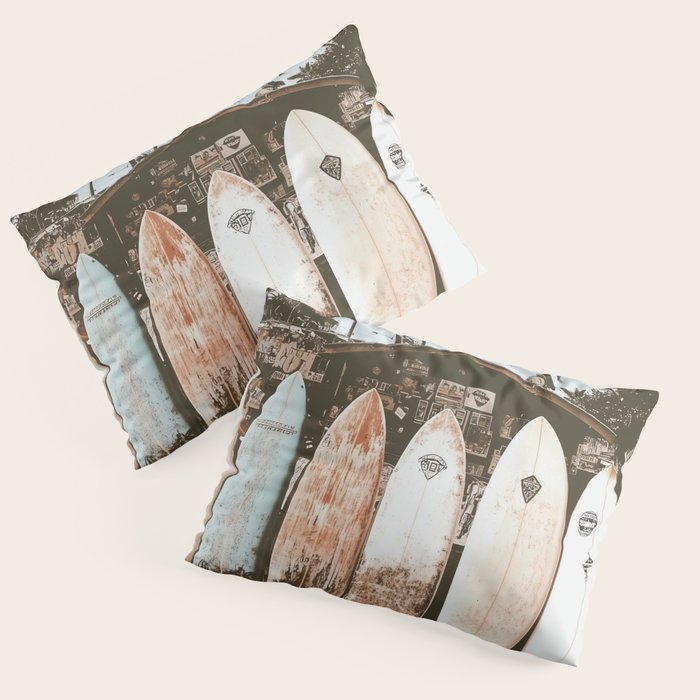 Retro Surfboard California Pillow Sham Gallery Image 1
