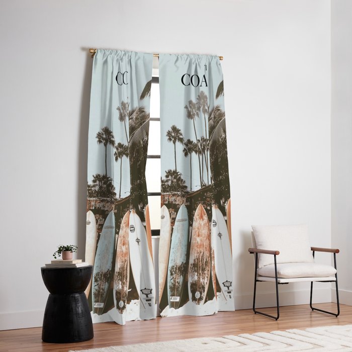 Retro Surfboard California Window Curtain Gallery Image 2