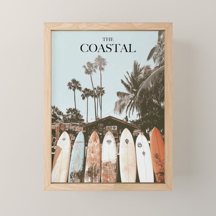 Retro Surfboard California Mini Art Print Gallery Image 1