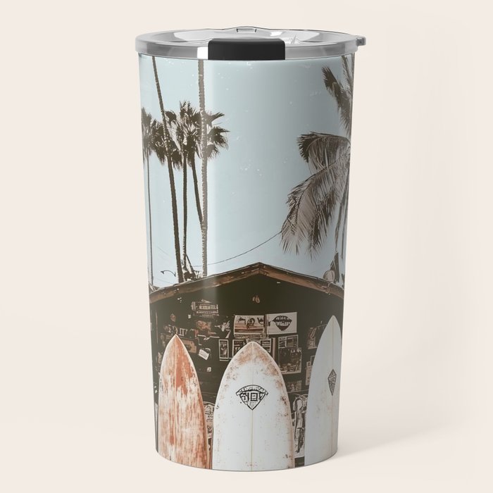 Retro Surfboard California Travel Mug Gallery Image 1