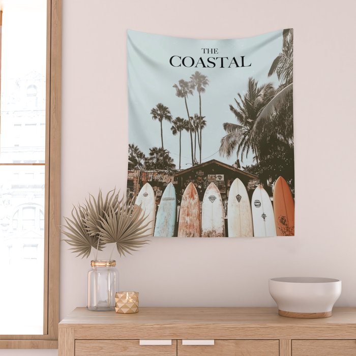 Retro Surfboard California Wall Tapestry Gallery Image 2